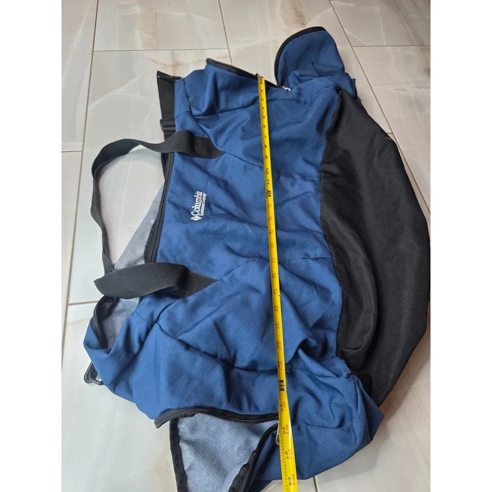 Columbia Sportswear Duffel Bag Blue Black Canvas Travel Gym Weekend Bag 26 In F2